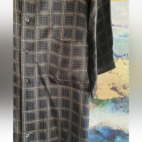 Perry Ellis navy blue silk shirt size large - Picture 7 of 9